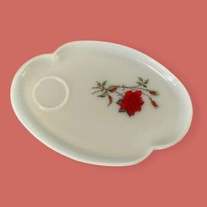 🌹VTG ROSE GLASS TRAY